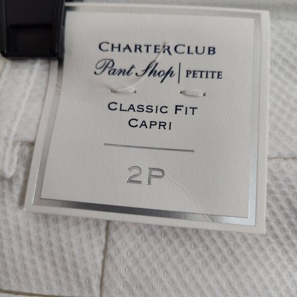 Ladies Petite SZ 2P Charter Club White Capris - Picture 3 of 4